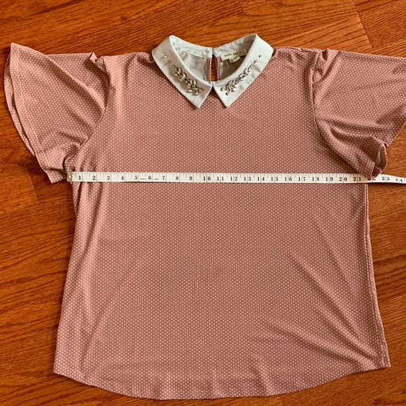 Faith and joy, women’s dusty rose blouse with gemstone collar accent, size XL - Picture 7 of 11